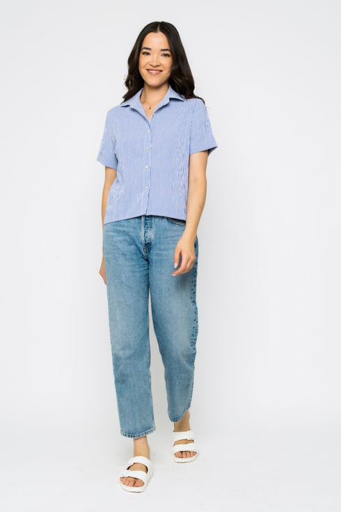 Nina-Roll Cuff Short Sleeve Shirt